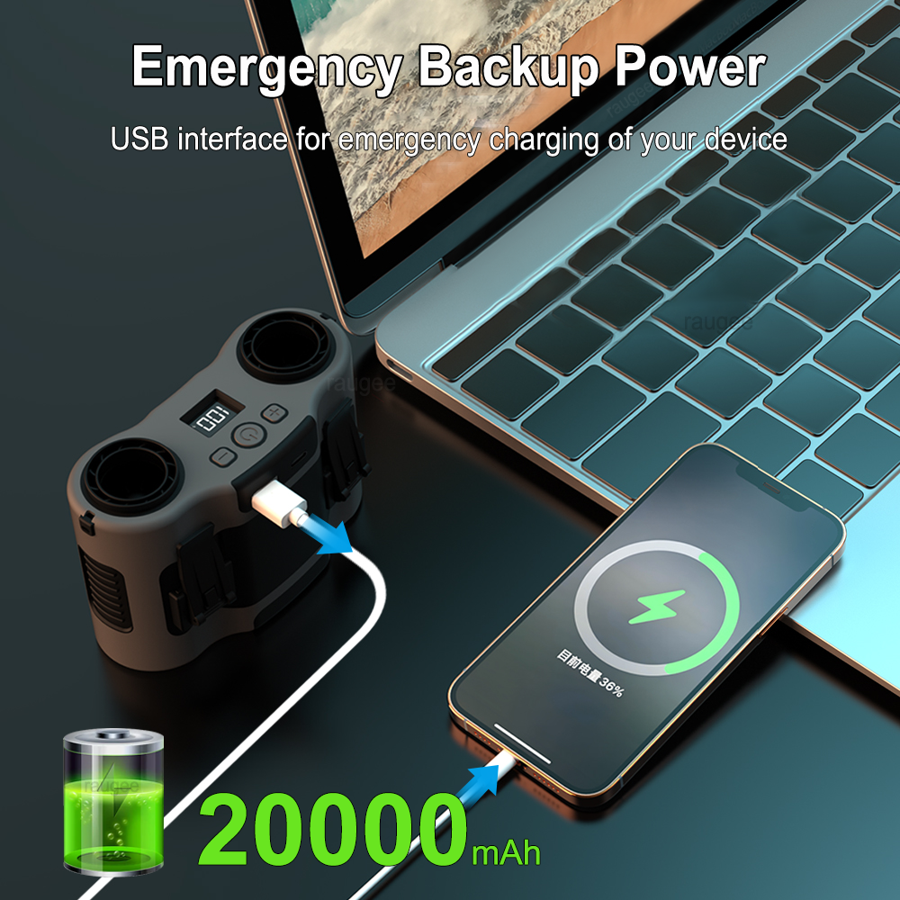 20000mAh Waist Fan Portable Ou - Timer Dual Outlet recension och pris