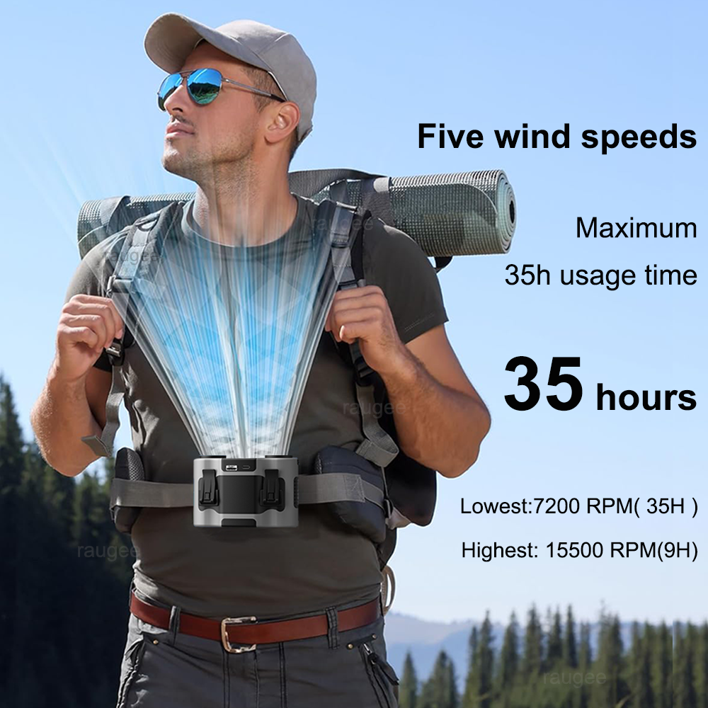 20000mAh Waist Fan Portable Ou - Timer Dual Outlet recension och pris