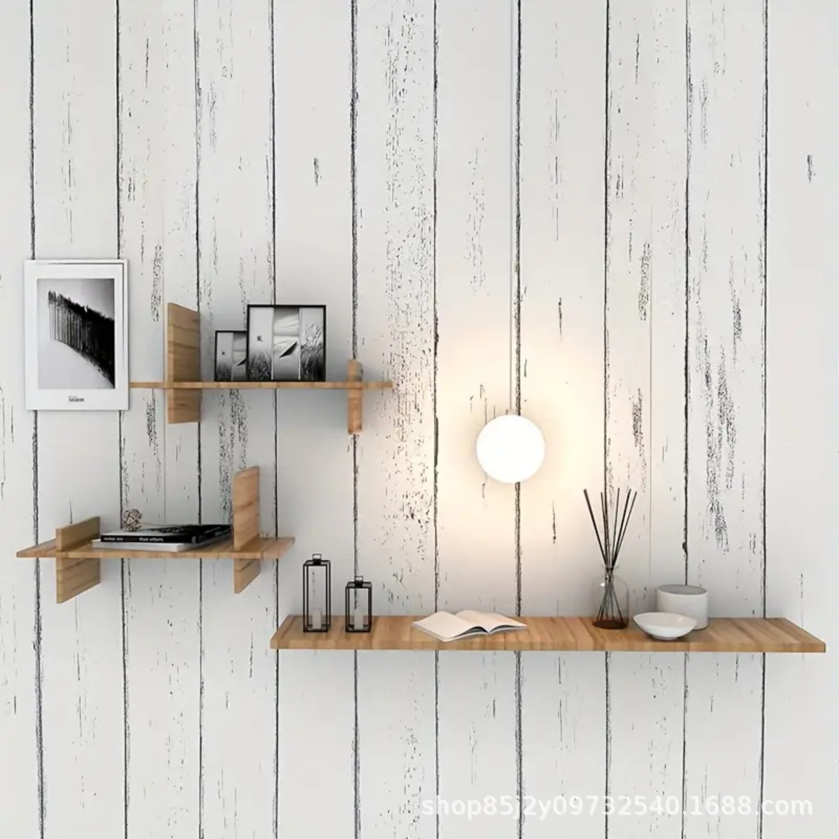 Retro White Wallpaper Wooden P - Pvc Panel Background recension och pris