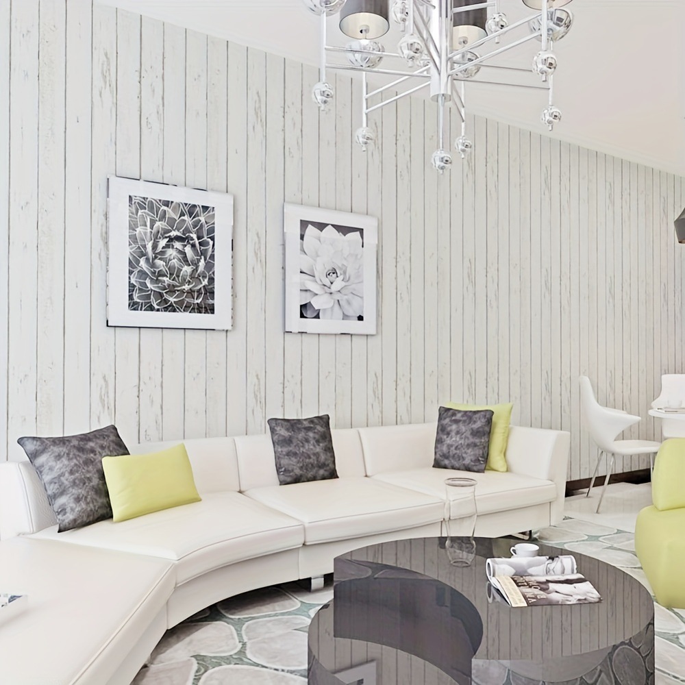 Retro White Wallpaper Wooden P - Pvc Panel Background recension och pris
