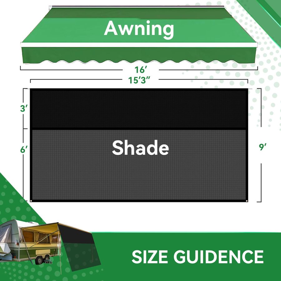 Awning Shade Screen with Zippe - Screen Top Mesh recension och pris